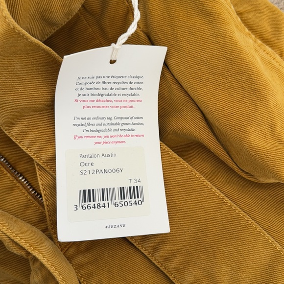 BNWT Sézane Austin Pantalon / pant / trouser Ocre FR34 US 2 - Picture 4 of 7